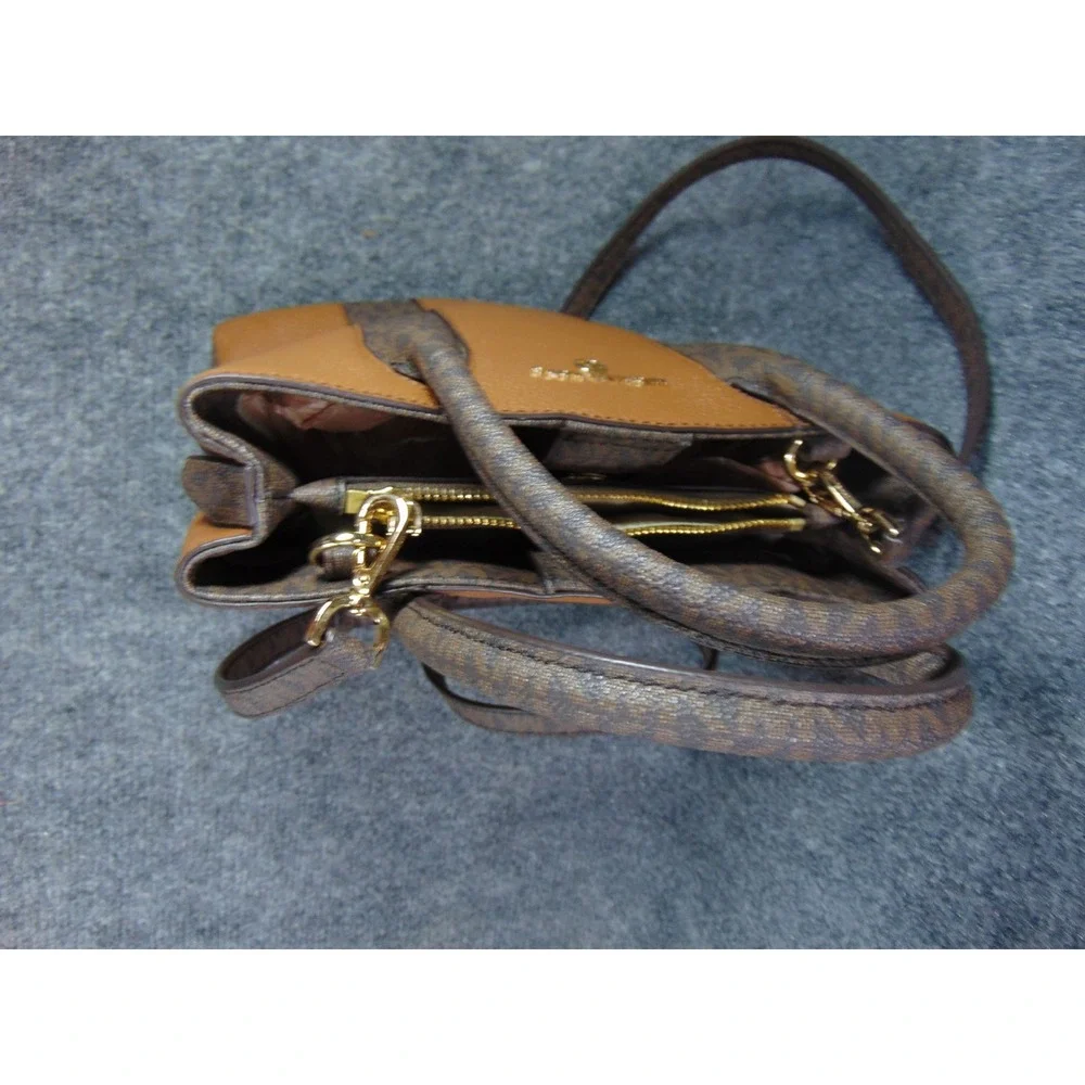 Michael Kors Mercer Small Satchel‎ Bag Brown Monogram Pebble Leather